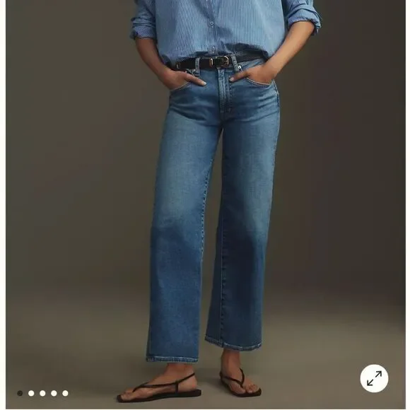 NWT Edwin Anthropologie Marli Ankle Bliss Wide Leg Light Blue Hi Waist Mom Jean - Picture 1 of 10